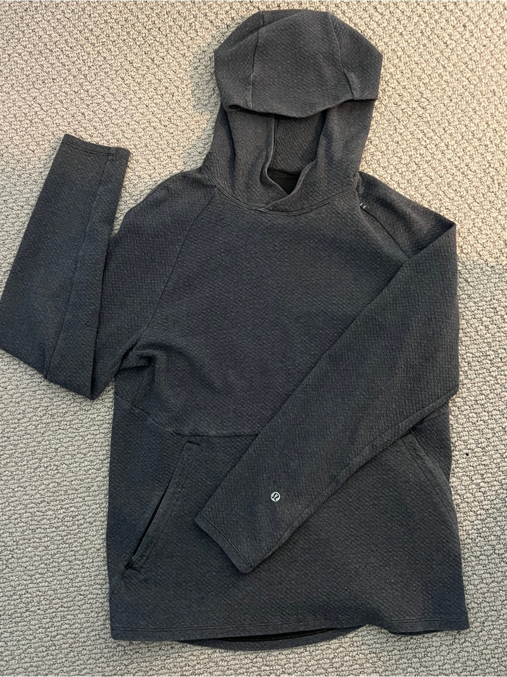 Lululemon Textured Pullover Hoodie Dark Grey Size Medium Athletic Sweatshirt